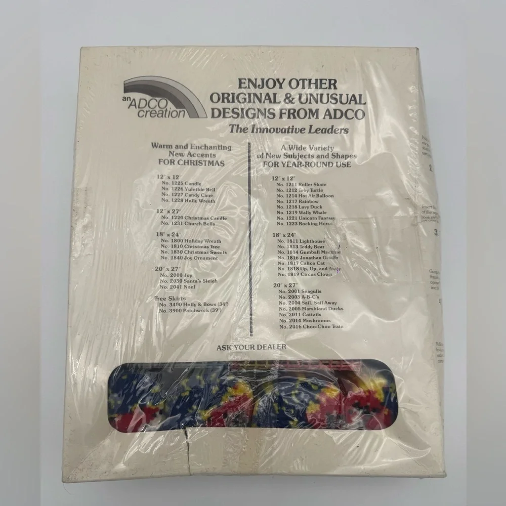 Vintage Hot Air Balloon Adco Creation Latch Hook Yard Craft Kit USA 12x12 #1214